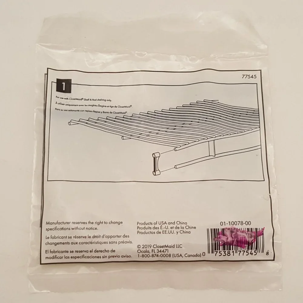 CLOSETMAID Shelf & Rod Shelf End Caps | Package of 2 | 77545 | 01-10078-00 | NEW